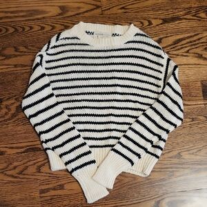 Ralph Lauren Black & Cream Striped Crewneck Sweater